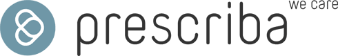Prescriba logo med sloganet 'we care'